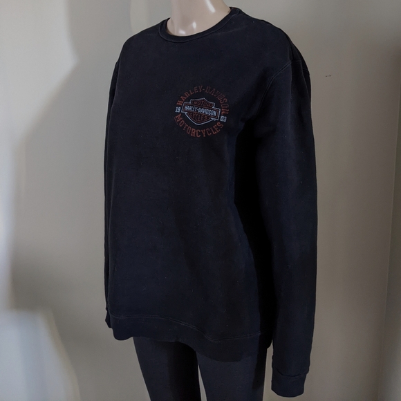 Harley Davidson Motorcycle Alberta Black crewneck sweater, size large - Picture 4 of 7